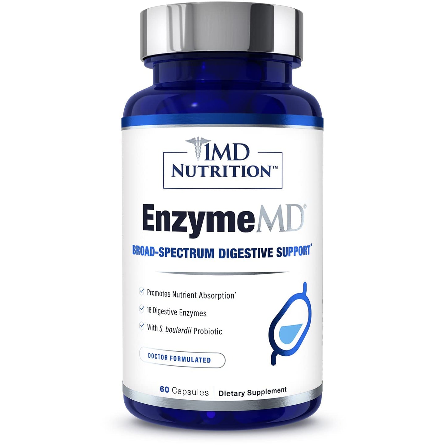 EnzymeMD by 1MD Nutrition – Doctor-Formulated Digestive Enzymes with 18 Plant-Based Enzymes | 60 Capsules