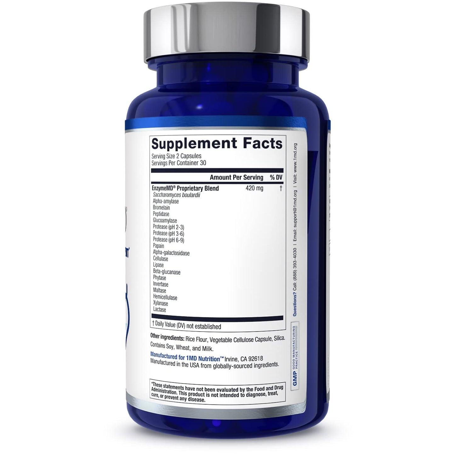 1MD Nutrition EnzymeMD – Doctor-Formulated Digestive Enzymes with 18 Plant-Based Enzymes, 120 Capsules (2-Pack)