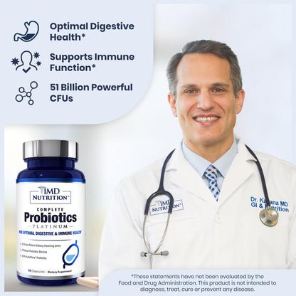 1MD Complete Probiotics Platinum | 51 Billion CFU, 11 Strains, Dairy-Free | Digestive & Immune Support | 2-Pack