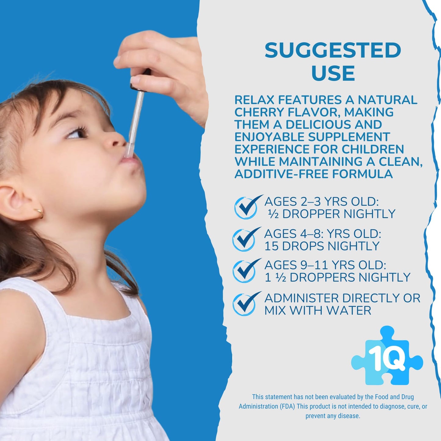 1Q Relax – Liquid Calm Drops for Kids | Magnesium Glycinate, L-Theanine & L-Glycine