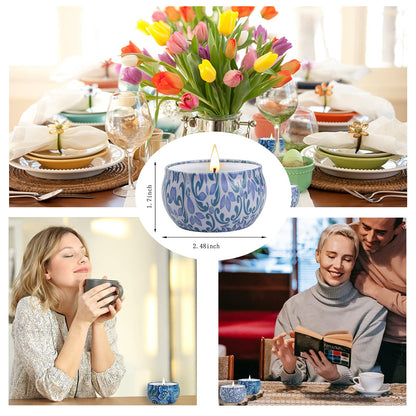2 Pack 2.5oz Floral Scented Soy Candles – Travel Tin Aromatherapy Set