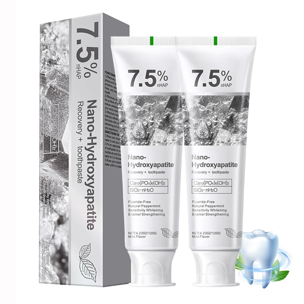2-Pack 7.5% Hydroxyapatite Toothpaste – Fluoride-Free for Sensitive Teeth