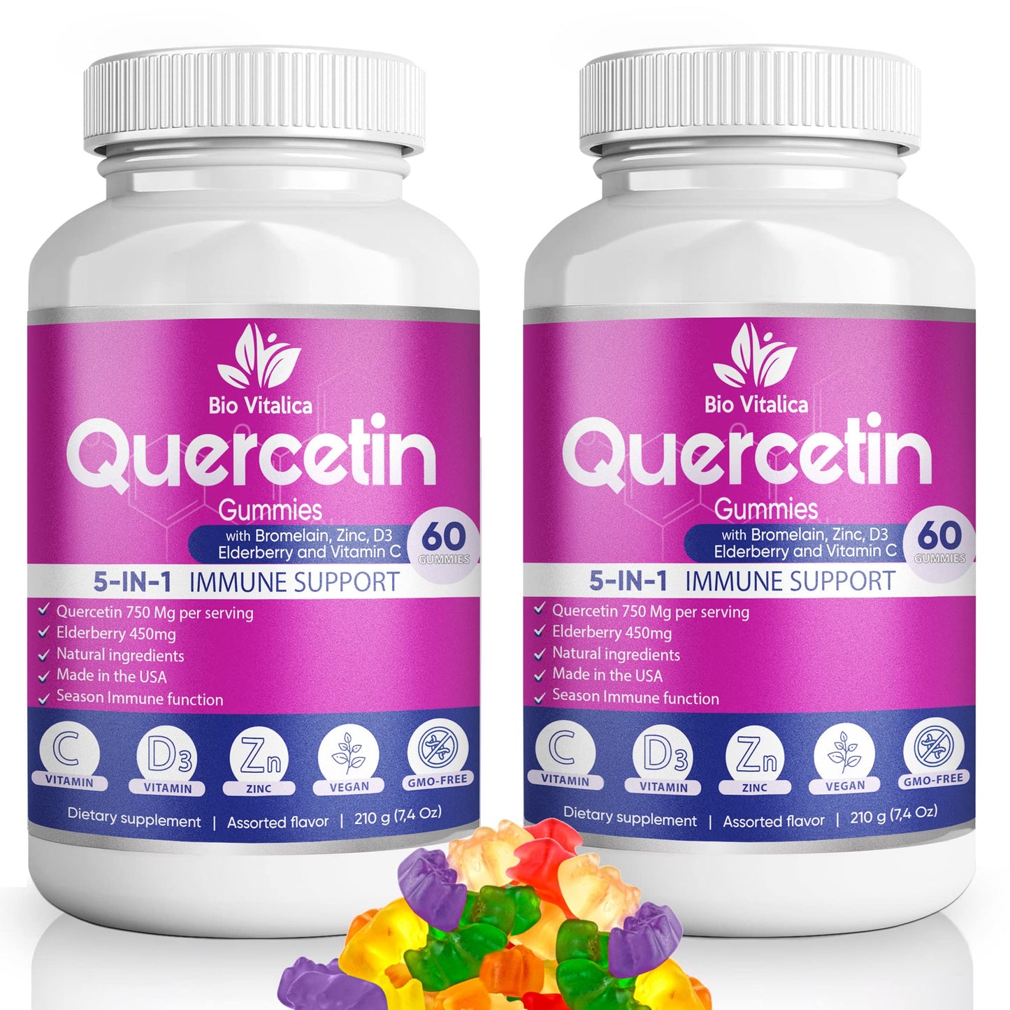 BioVitalica Quercetin Gummies 2-Pack – Immune Support with Quercetin, Zinc & Vitamin C