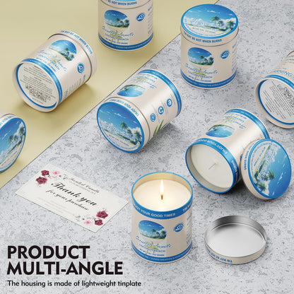2 Pack Scented Candles – 90 Total Burn Hours – 9 oz Soy Wax Tin – Coconut Beach Gift Set
