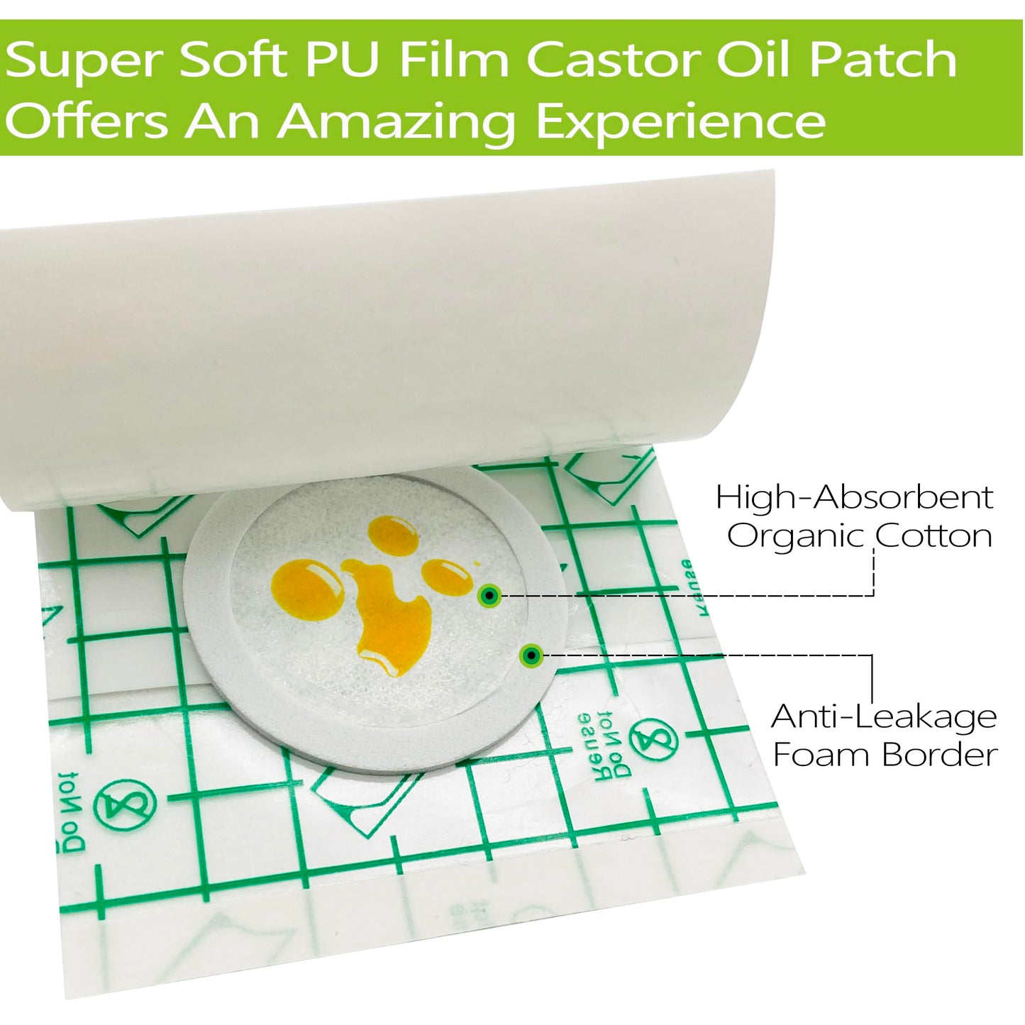 20 Pack Disposable Castor Oil Pack Wraps – Transparent PU Film, 3.2 x 3.2 in, Self-Adhesive, Hypoallergenic