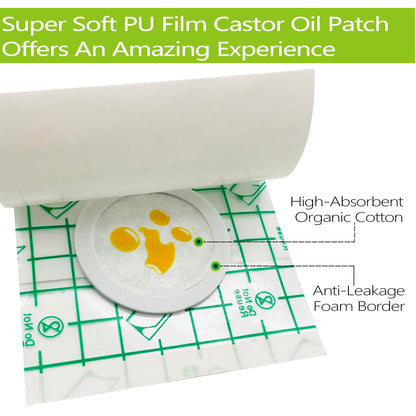 20 Pack Disposable Castor Oil Pack Wraps – Transparent PU Film, 3.2 x 3.2 in, Self-Adhesive, Hypoallergenic