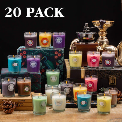 20 Pack Scented Candles Gift Set – 10 Fragrances, Aromatherapy Soy Wax Glass Jar Candle