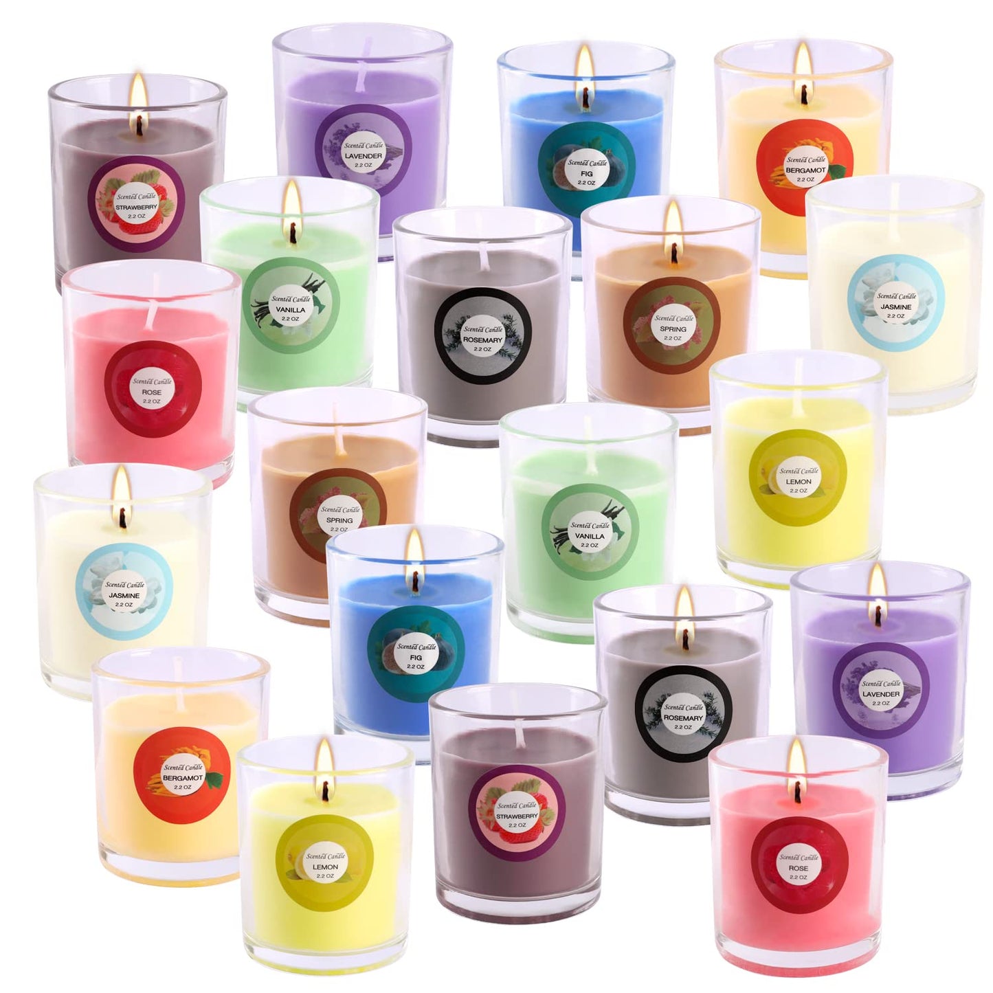 20 Pack Strong Scented Candles Gift Set – 10 Fragrances, Aromatherapy Soy Wax, Glass Jar