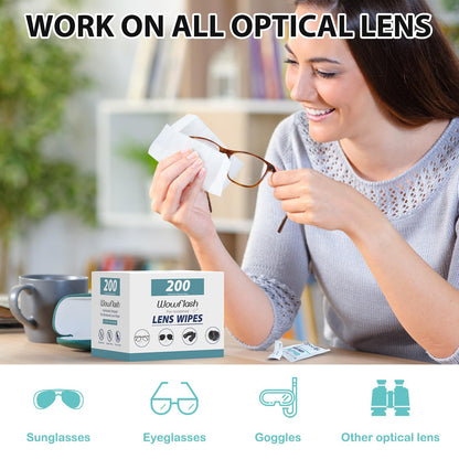 200 Count Lens Wipes for Eyeglasses | Scratch-Free, Streak-Free Cleaning