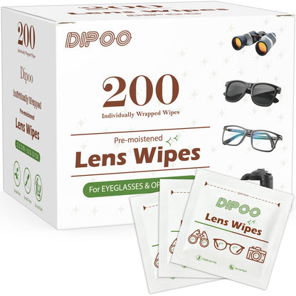 200 Count Lens Wipes for Eyeglasses, Sunglasses & Camera Lenses – Pre-moistened, Ammonia-Free, Scratch-Free