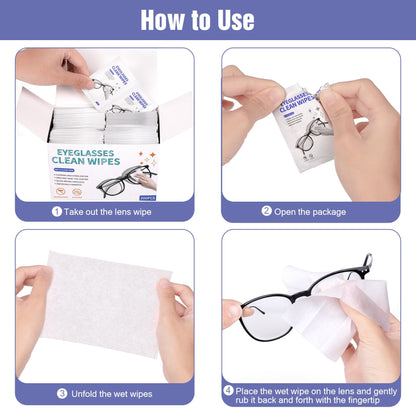 200 Pack Large Glasses Cleaner Wipes – Eyeglasses & Screens (4.72 x 5.91 in)