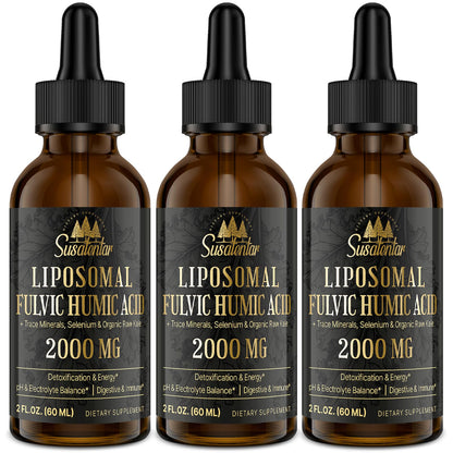 2000 mg Liposomal Fulvic + Humic Acid & Trace Minerals – More Potent Than Shilajit | Energy, Digestion, Immunity | 6 oz