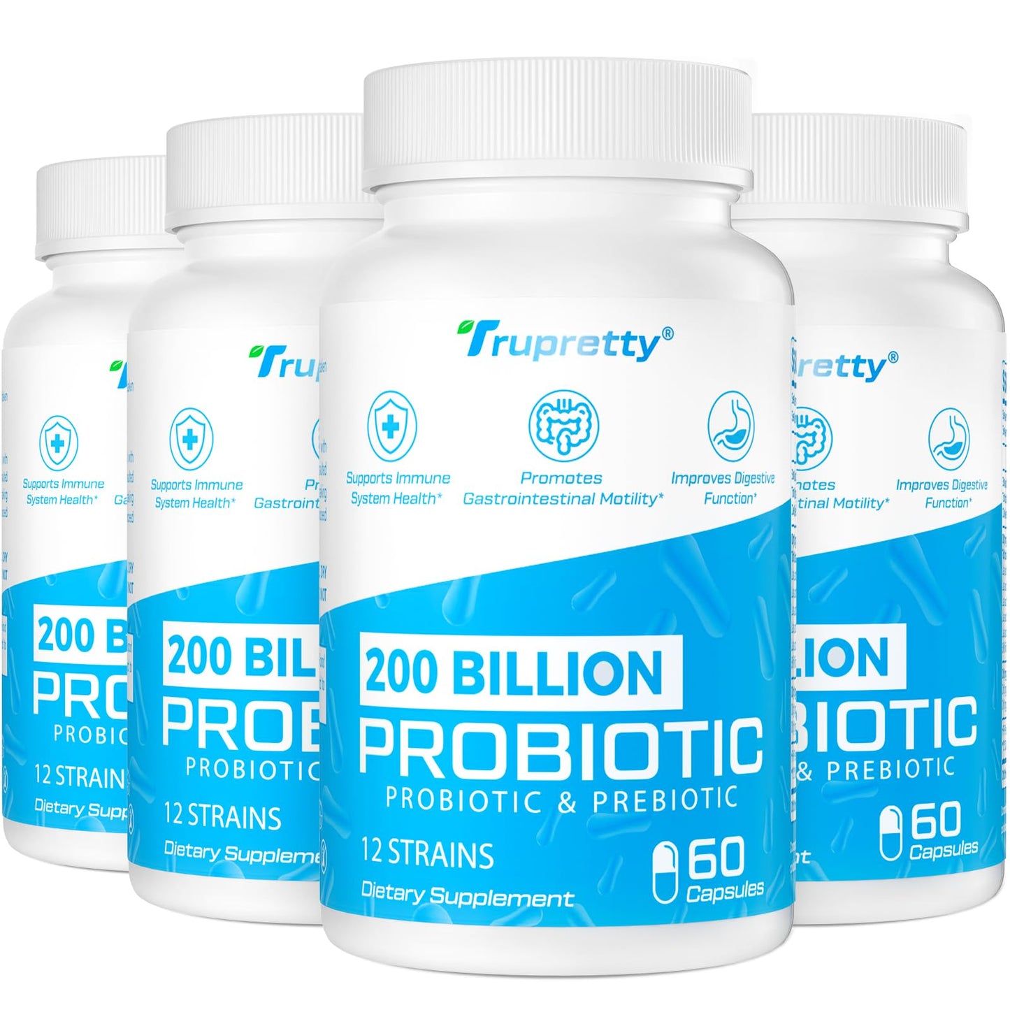 200 Billion CFU Probiotic – 12 Strains + 3 Organic Prebiotics, 240 Caps (240-Day), Non-GMO