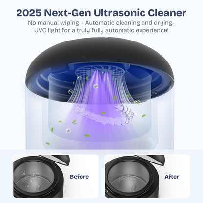 2025 Ultrasonic Retainer Cleaner – 45kHz, 25W with Drying (Black)