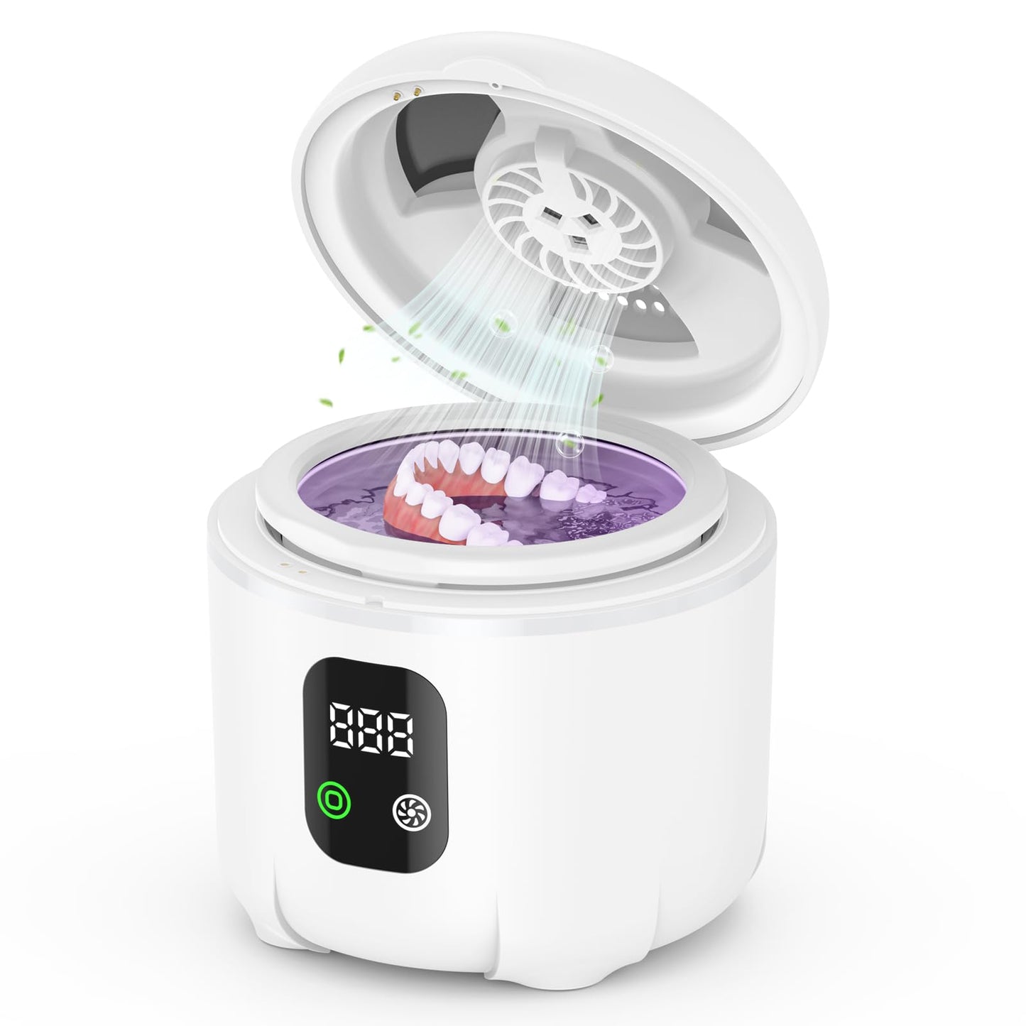 2025 Ultrasonic Retainer Cleaner – 45KHz 25W Portable Denture Cleaner with Drying & UVC Light