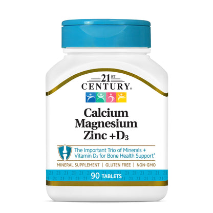 21st Century Cal Mag Zinc +D Tablets, 90 Count | Bone Health Support