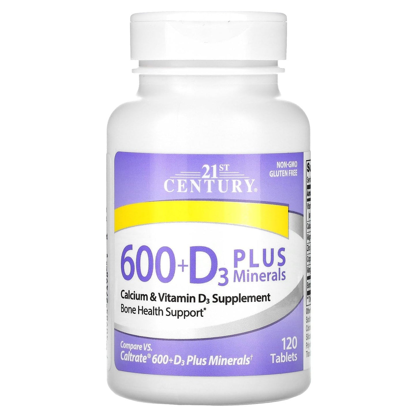 21st Century Calcium 600+D Plus Minerals Caplets – 120 Count (27498)