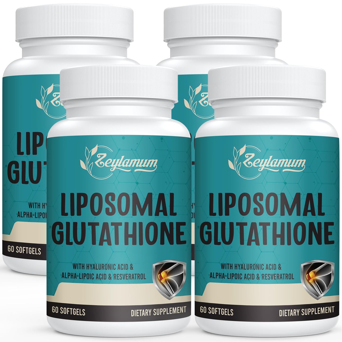 Zeylamum 2400 MG Liposomal Glutathione Softgels – High Absorption, Hyaluronic Acid & Resveratrol, 240 Softgels