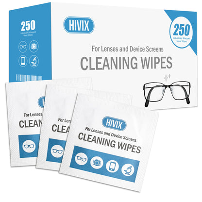 250 Count Lens Wipes – Individually Wrapped (2.4 x 4.7 in) for Glasses & Screens