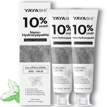 2PCS Hydroxyapatite Toothpaste 10% — Fluoride-Free, Gentle Mint, 4.23oz (2 Pack)