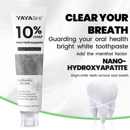 2PCS Hydroxyapatite Toothpaste 10% — Fluoride-Free, Gentle Mint, 4.23oz (2 Pack)