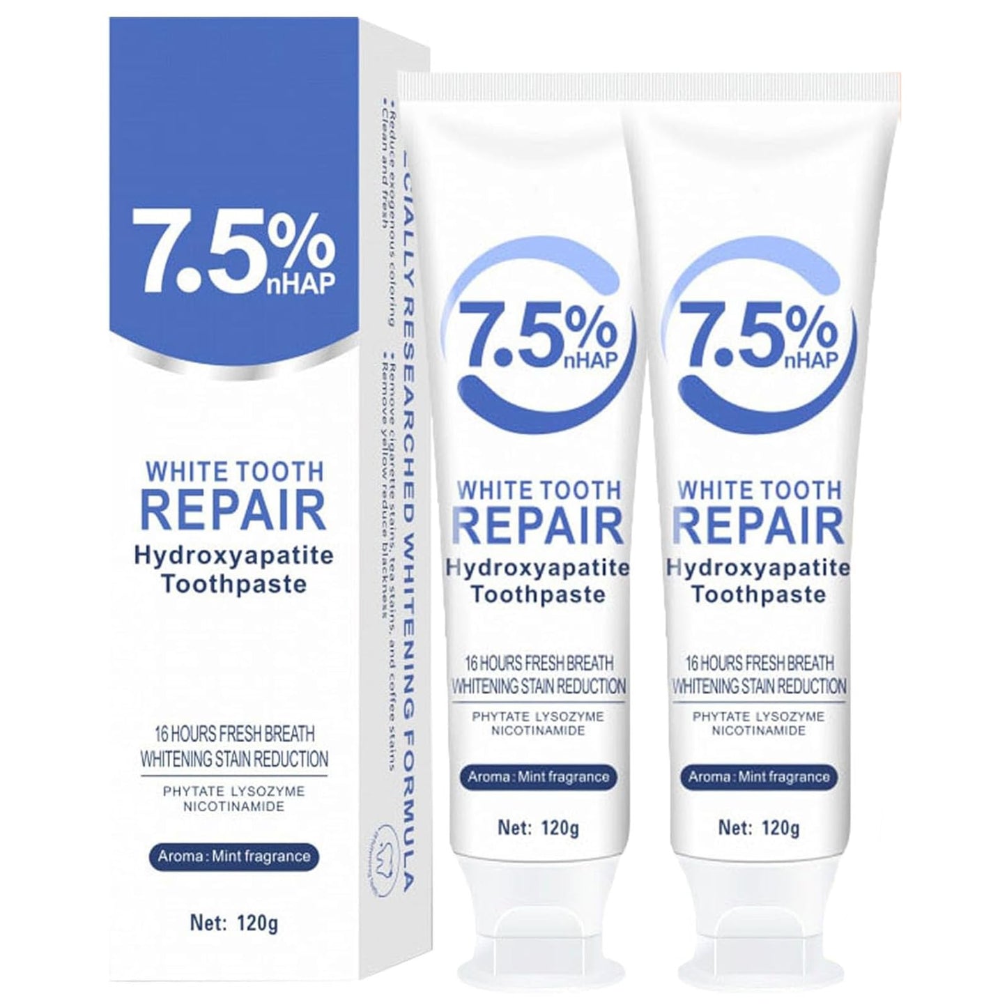 2-Pack Hydroxyapatite Toothpaste 7.5% – Enamel Protection & Fluoride-Free