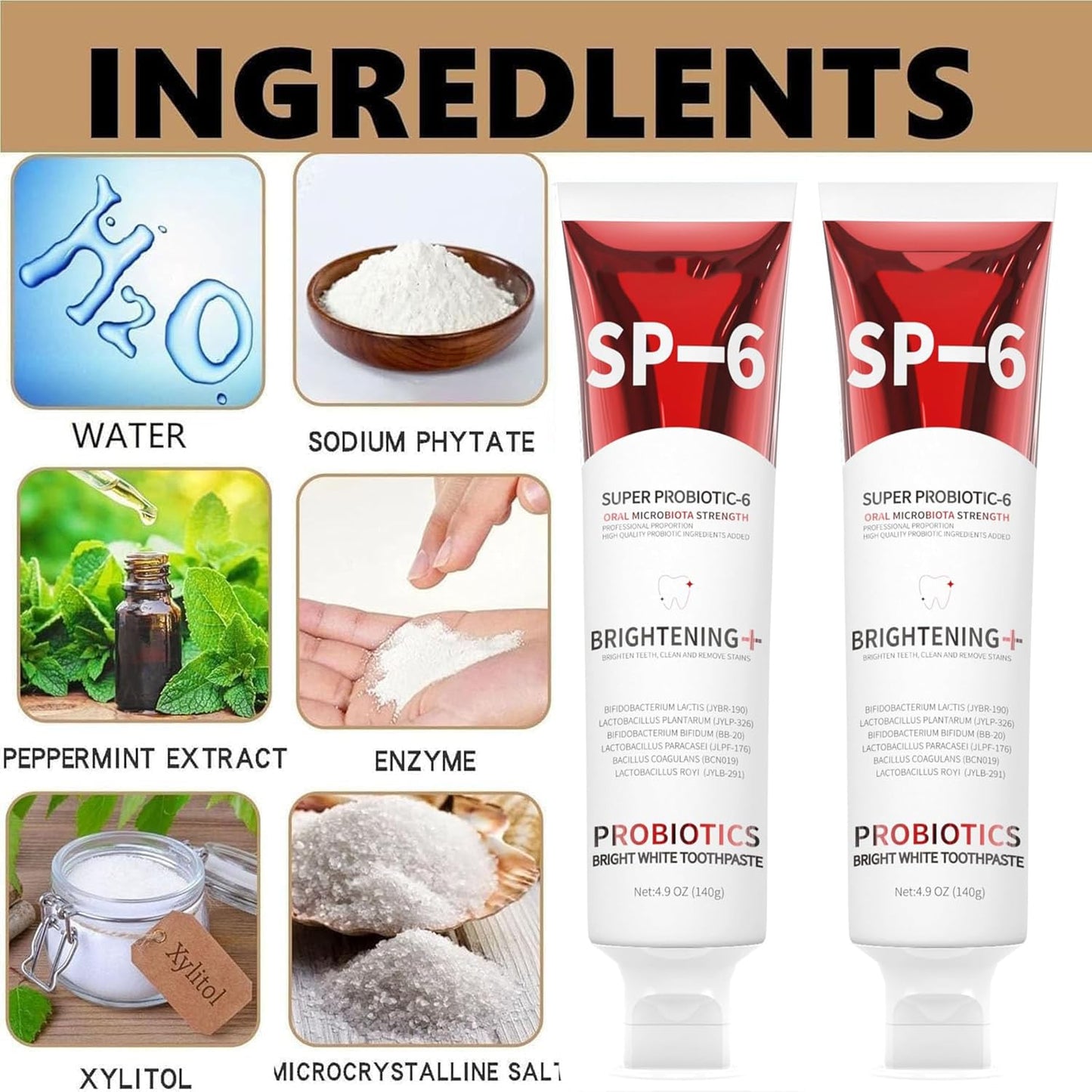 2PCS-SP-6 Whitening Toothpaste – Enamel-Safe, Fluoride-Free, Fresh Mint