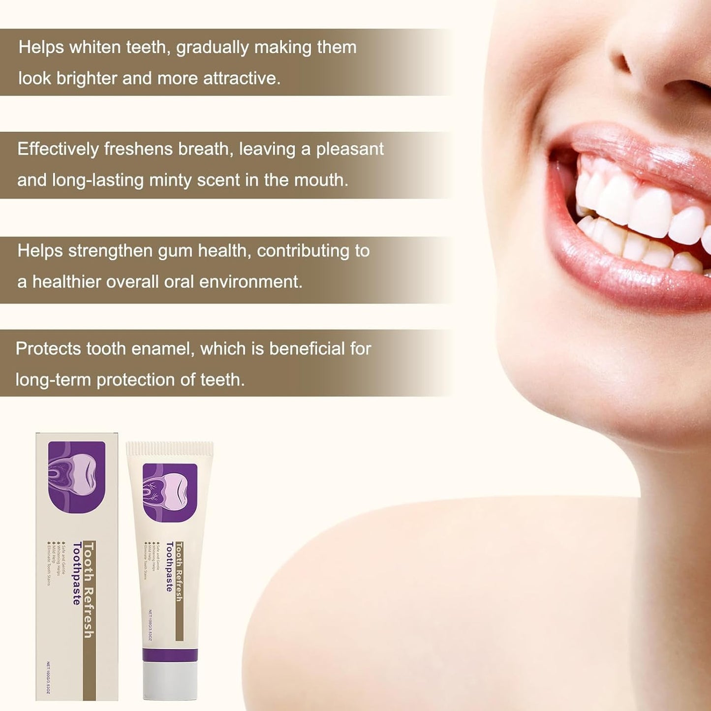 2Pcs Tooth Refresh Toothpaste – Fresh Breath, Natural Enamel Repair