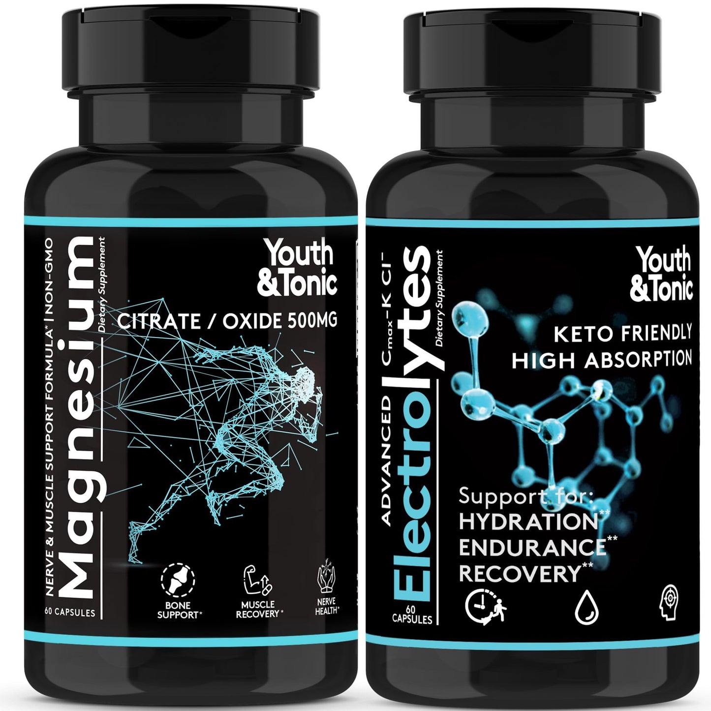 2-Pack High Absorption Magnesium Complex + Electrolytes | Premium Magnesium Citrate & Oxide