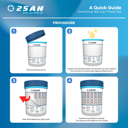 2San 7-Panel Drug Test Cup – 5-Min At-Home Results (THC, COC, MET, OPI, AMP, MDMA, PCP)