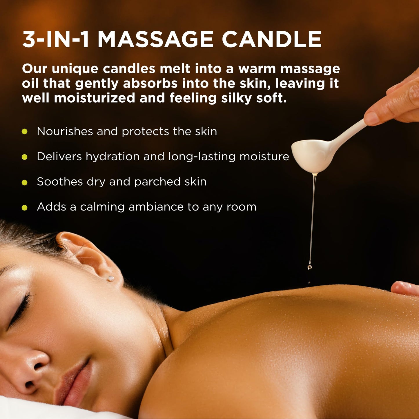 3-in-1 Massage Candle – Lavender (6 oz) | Coconut, Apricot & Soybean Oil | Vegan