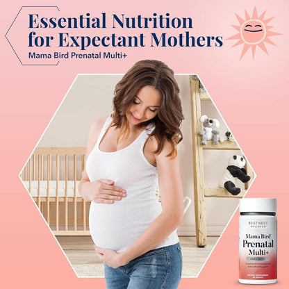 Mama Bird Prenatal Multi+ | Best Nest Wellness – 30+ Nutrients for Baby Brain Health (Vegan, Gluten Free)