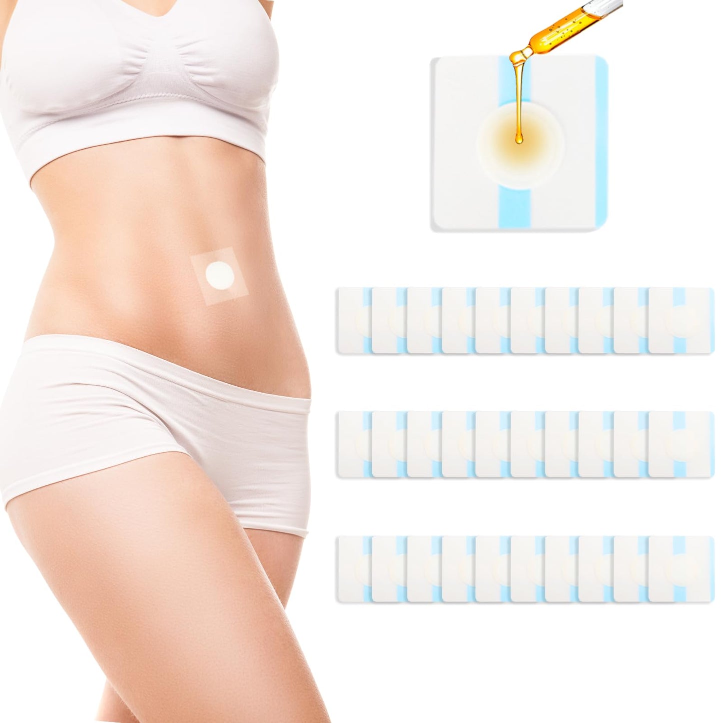 30Pcs Castor Oil Patches for Belly Button — Leak-Proof Self-Adhesive Castor Oil Pack Wrap | Organic Cotton Pads