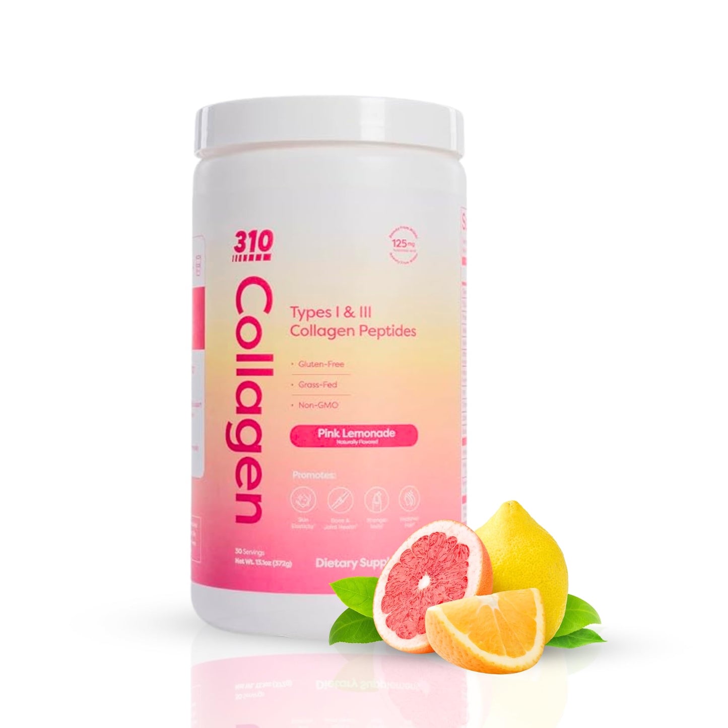 Hydrolyzed Collagen Peptides Powder – Grass-Fed with Vitamins C/D/E, Hyaluronic Acid & Resveratrol | Pink Lemonade 30 Servings