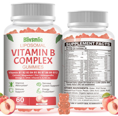 33-In-1 Liposomal Vitamin B Complex Gummies – B1 to B12 + C, D3 & K2 | Energy, Immunity & Heart Support