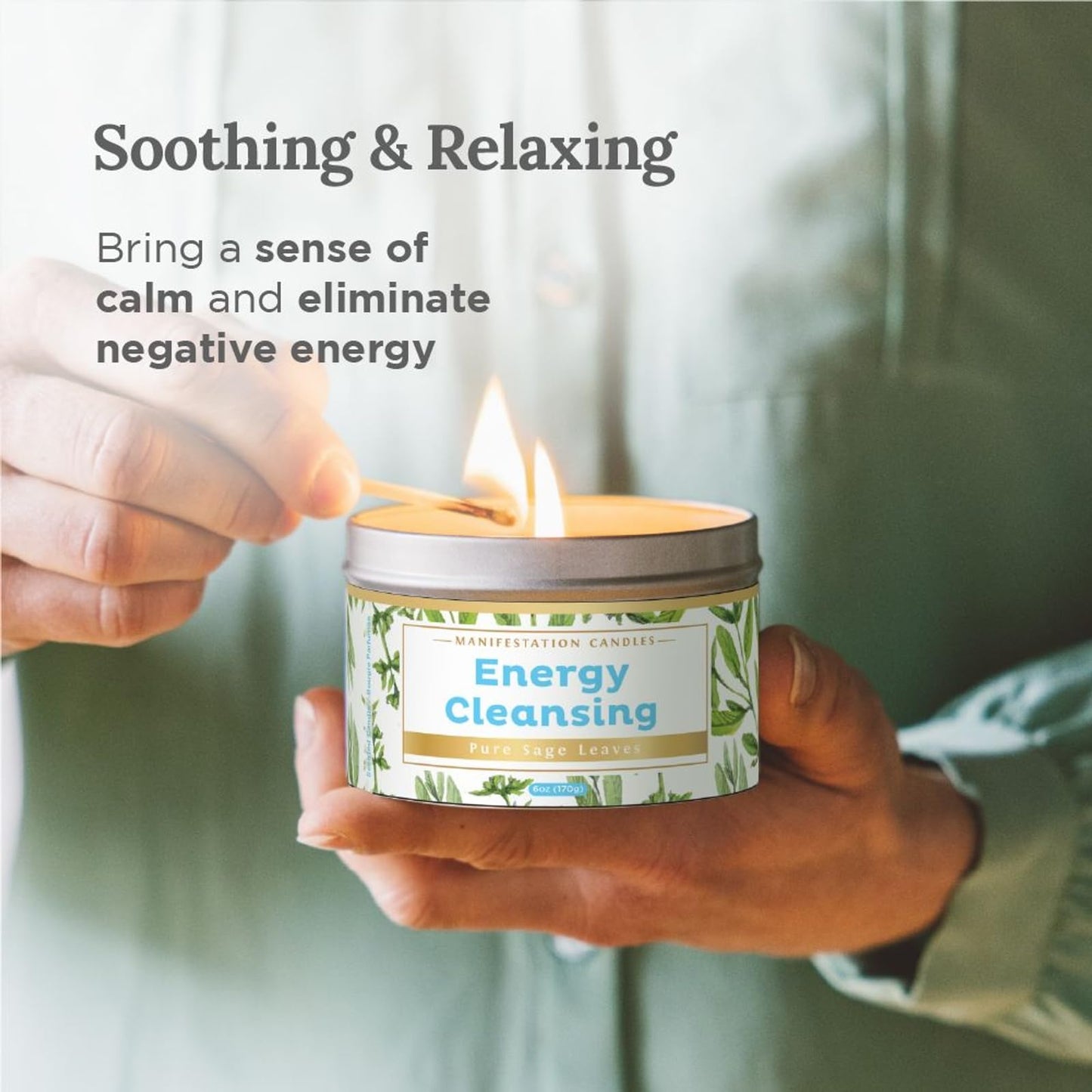 Magnificent 101 Sage Candle 6oz – 35h Burn, Natural Soy for Manifestation