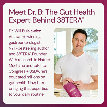38TERA DMN Daily Microbiome Nutrition | Plant-Based Fiber Powder with 3 Prebiotics, Low FODMAP, Vegan, Wild Berry