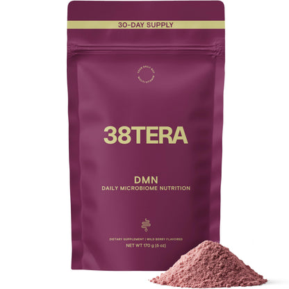 38TERA DMN Daily Microbiome Nutrition | Plant-Based Fiber Powder with 3 Prebiotics, Low FODMAP, Vegan, Wild Berry