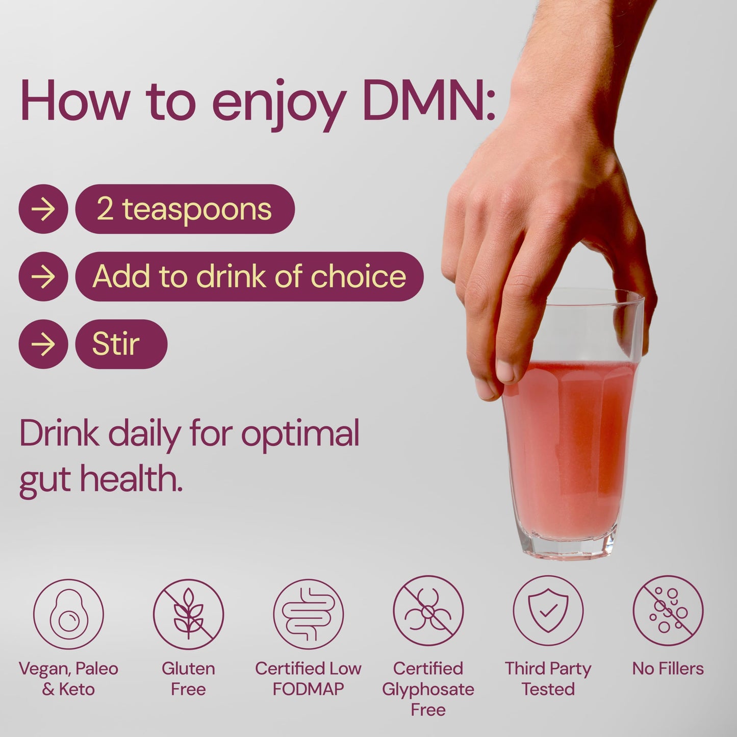 38TERA DMN Daily Microbiome Nutrition | Plant-Based Fiber Powder with 3 Prebiotics, Low FODMAP, Vegan, Wild Berry