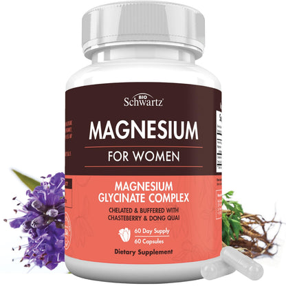 4-in-1 Magnesium Complex for Women | Stress Relief, Sleep & Hormonal Support | 60 Capsules
