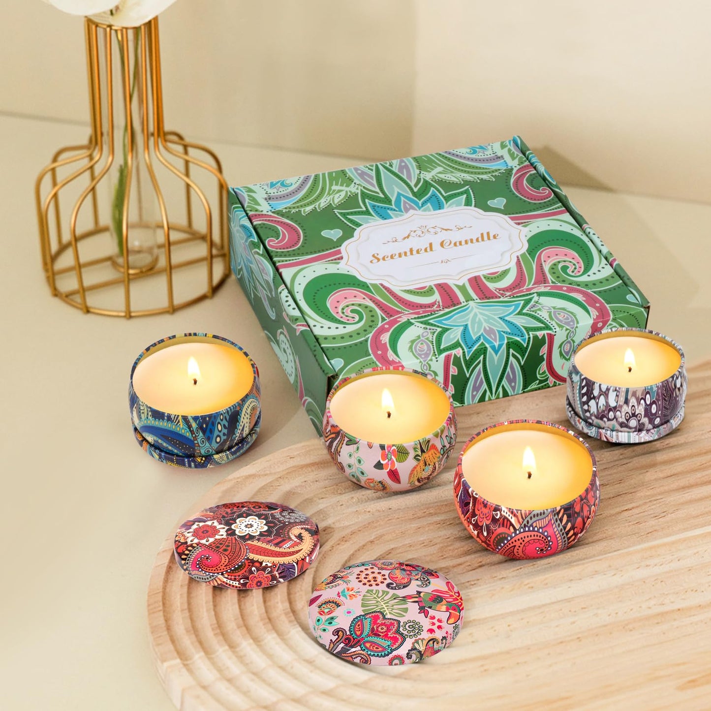 4 Pack Scented Candles Gifts for Women – 10oz Soy Wax, 100 Hours Aromatherapy Set