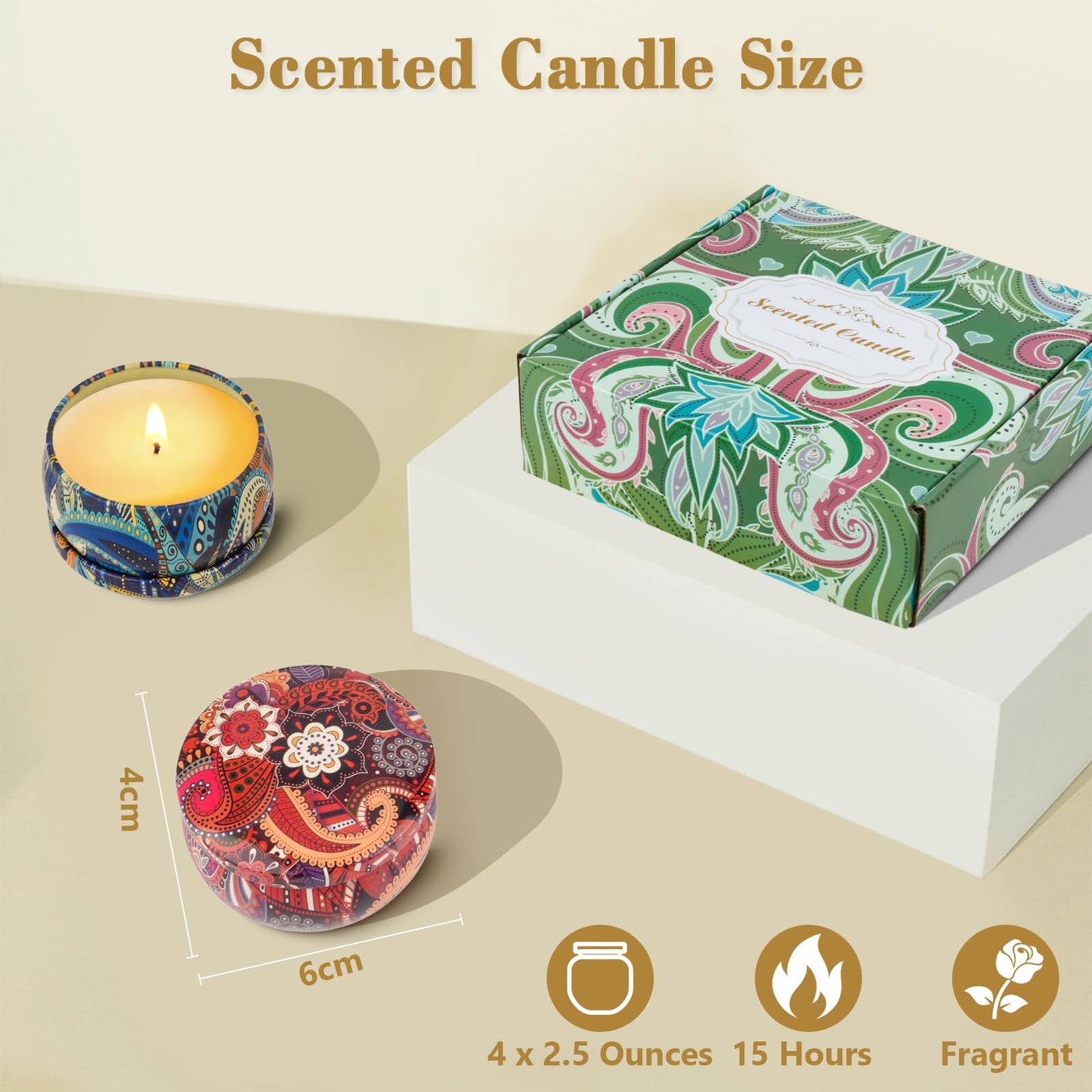 4 Pack Scented Candles Gifts for Women – 10oz Soy Wax, 100 Hours Aromatherapy Set