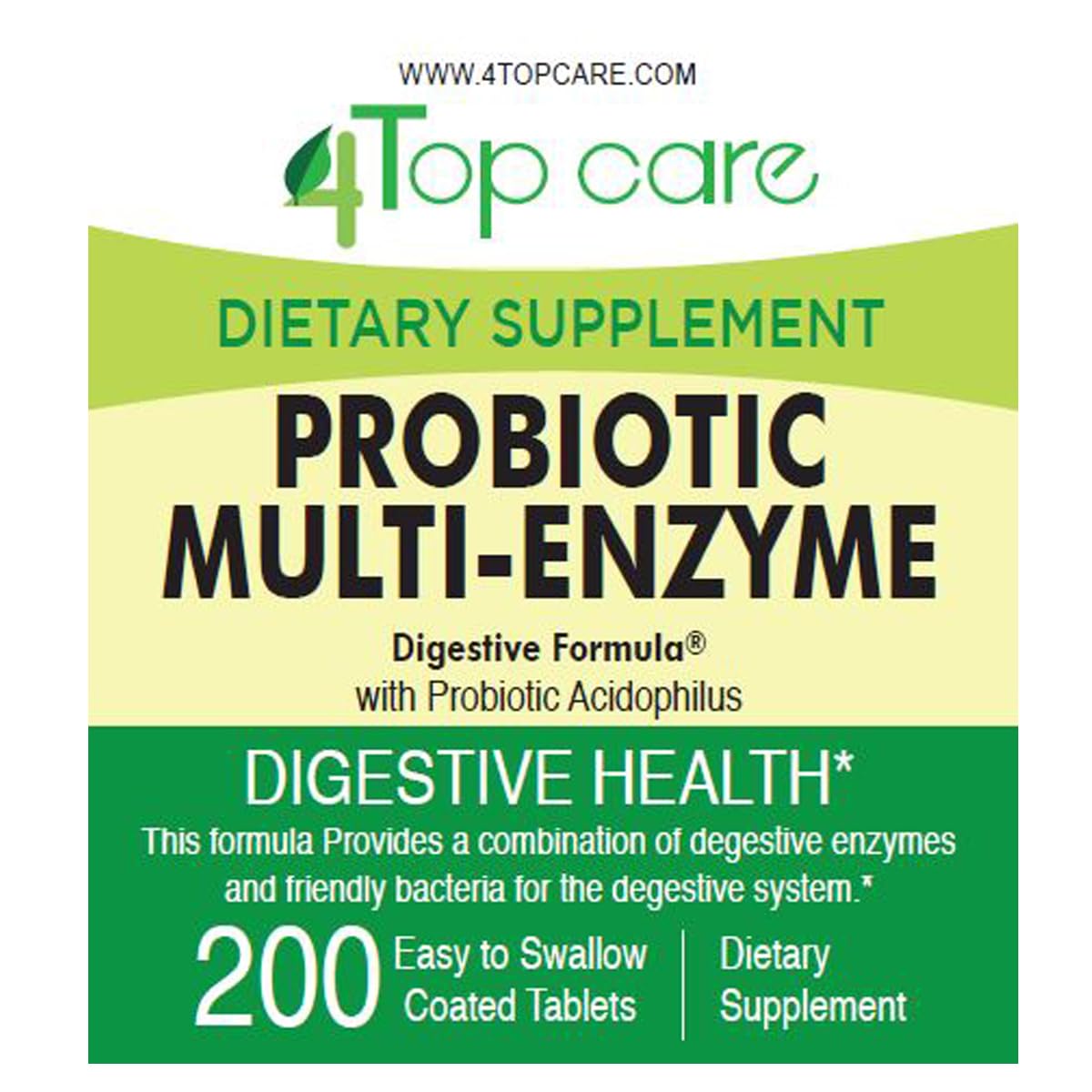4 Top Care Probiotic Multi-Enzyme with Prebiotics & Acidophilus – Digestive Health