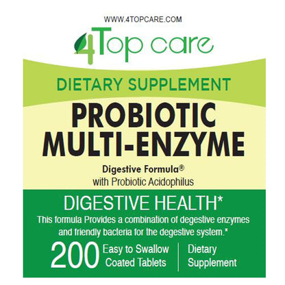 4 Top Care Probiotic Multi-Enzyme with Prebiotics & Acidophilus – Digestive Health