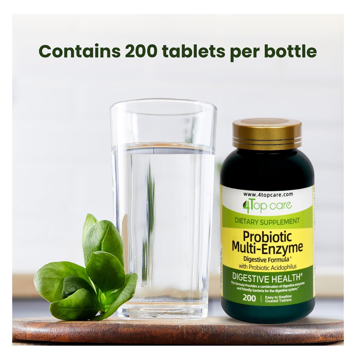 4 Top Care Probiotic Multi-Enzyme with Prebiotics & Acidophilus – Digestive Health