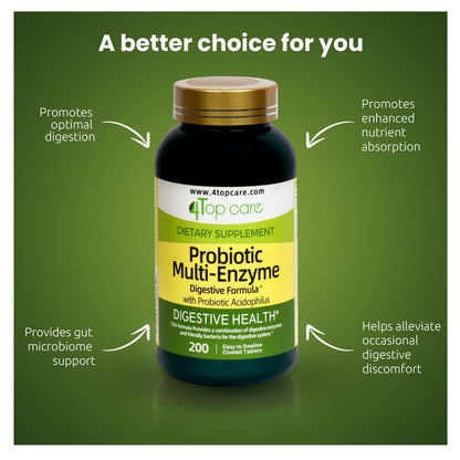 4 Top Care Probiotic Multi-Enzyme with Prebiotics & Acidophilus – Digestive Health