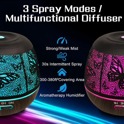 Essential Oil Diffuser for Bedroom 400ml | Remote-Controlled Ultrasonic Diffuser with 7 Color Lights