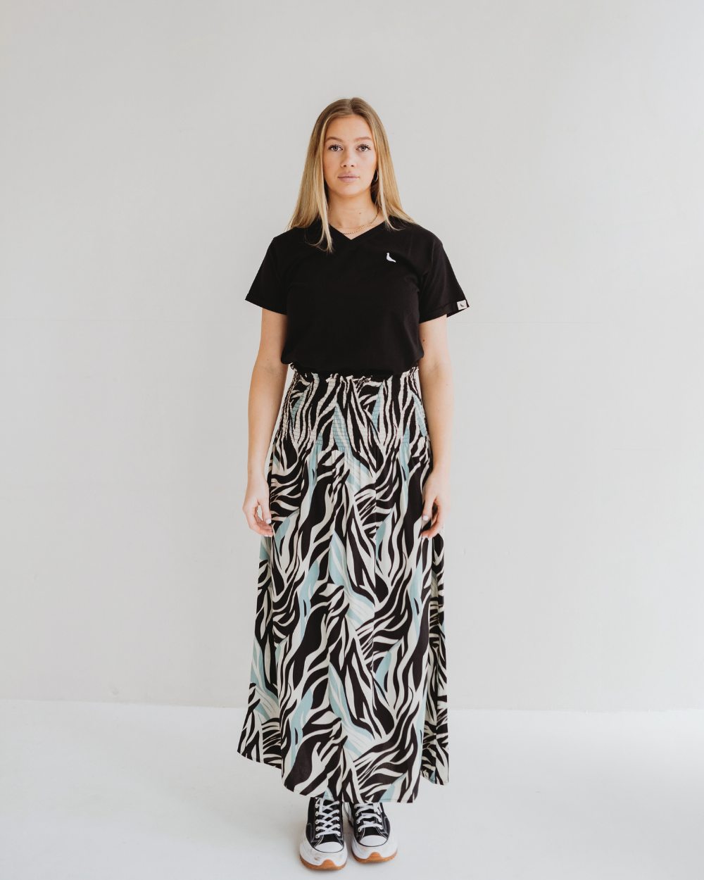 Zuri Multicolour Zebra Twirl Print Multifunctional Maxi Skirt