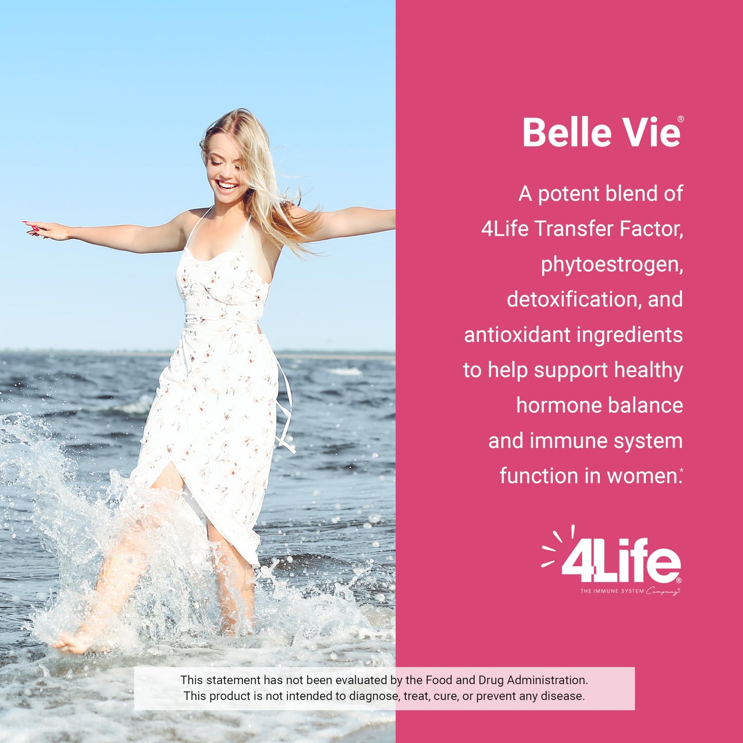 4Life Transfer Factor Belle Vie – Supports Women's Reproductive Health (Kudzu, Flax & Red Clover) – 60 Veggie Capsules