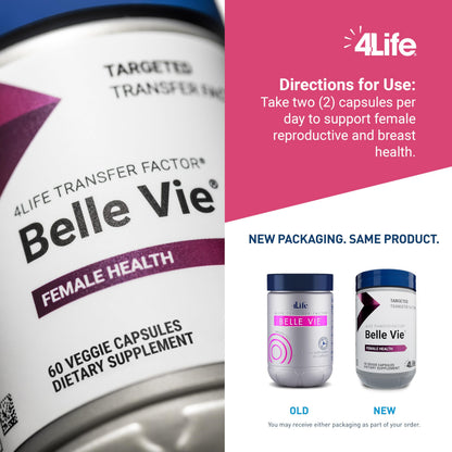 4Life Transfer Factor Belle Vie – Supports Women's Reproductive Health (Kudzu, Flax & Red Clover) – 60 Veggie Capsules